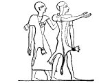 Egyptian priests - wearing linen dresses and leopard skins